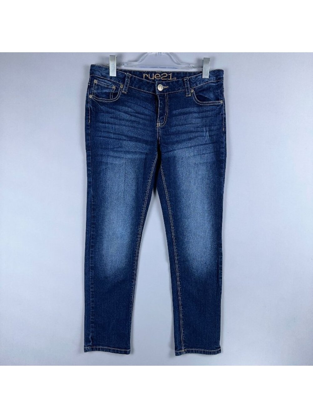 Rue21 Skinny Jeans Womens Size 9/10 Dark Wash Low Rise Embroidered Back Pockets